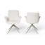 47cm H Corduroy Upholstered Metal Armchair in White-619739360