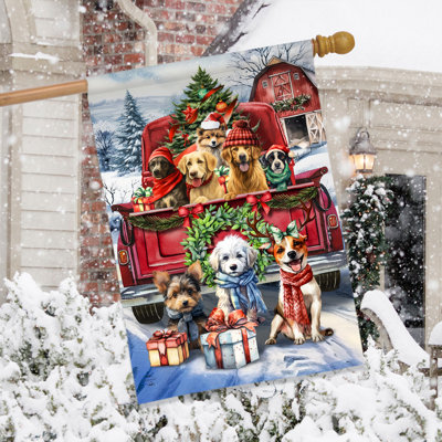 Holiday Cheer Dogs House Flag