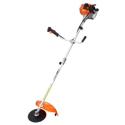 Désherbeur à gaz multifonction 52cc avec 6 accessoires, y compris un coupe-bordures de 18 pouces et des pales en métal, aluminium orange