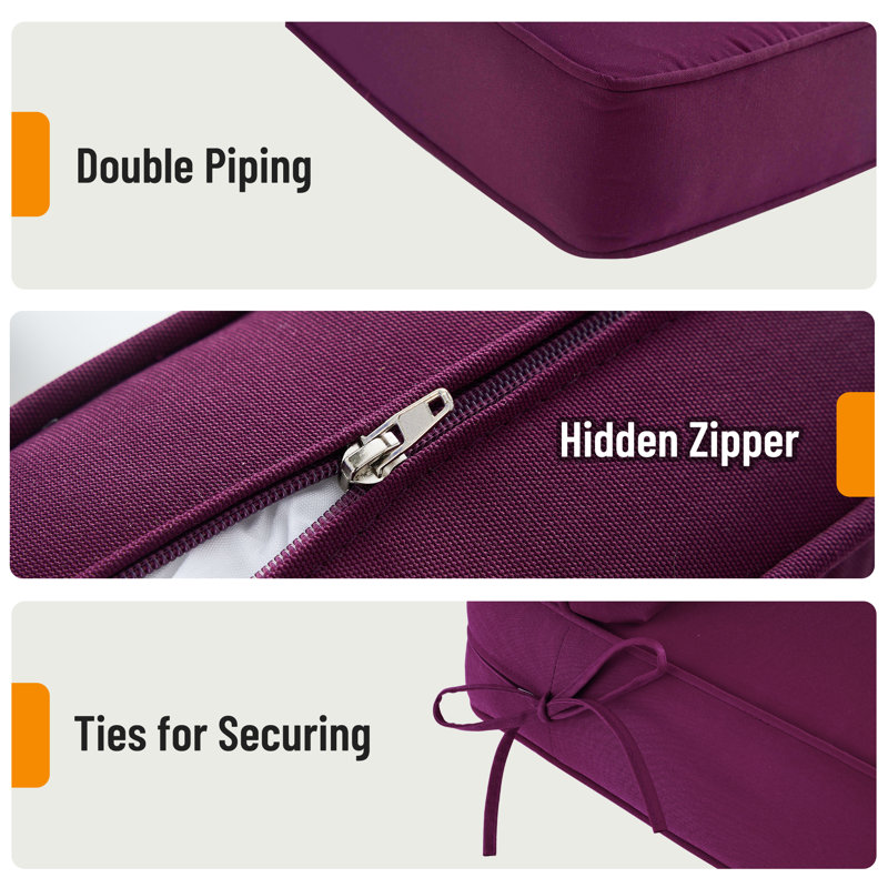 Outdoor 6'' Seat / Back Cushion, Purple