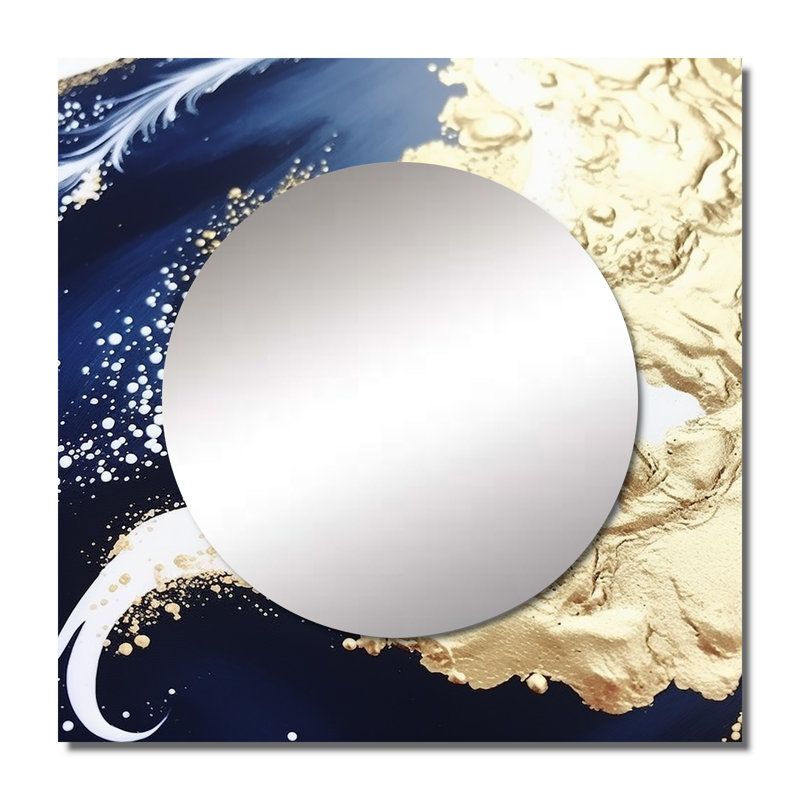Abstrait abstrait vue du soleil dans l'Artic - miroir abstrait à formes carrées pour décoration murale, 23 po x 23 po