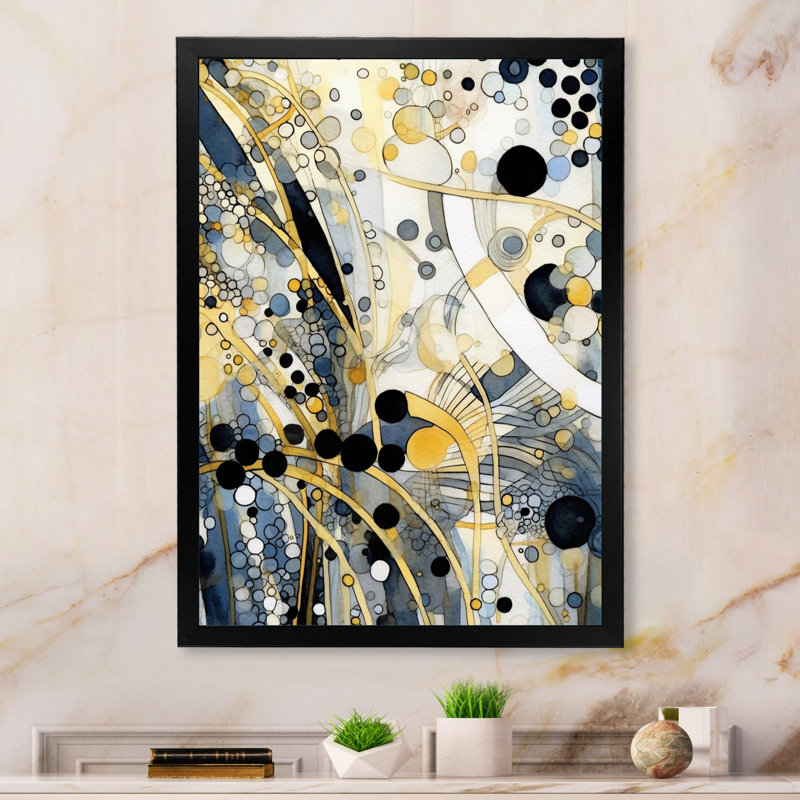 «Pastel Abstract» avec des taches bleues noires et dorées, impression sur toile, H 40 po x l 30 po x P 1,5 po