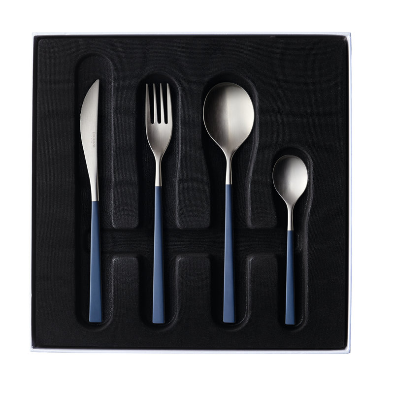 Fuse Color 24 - Piece Stainless Steel Flatware Set - Service for 6, Blue