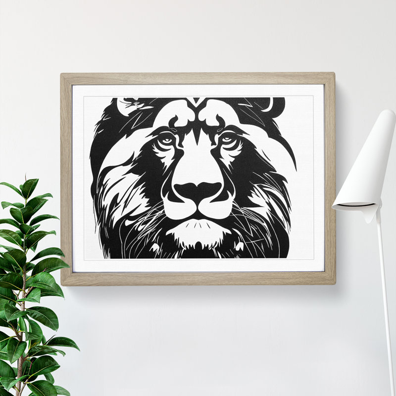 XH1022-8717X Surprising Lion 1 Piece Single Picture Frame Wall Art, 25cm H x 34cm W x 2cm D, Oak