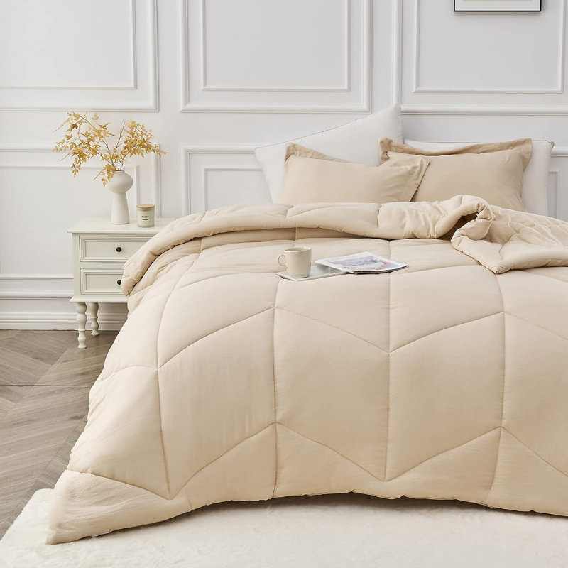 Édredon en duvet synthétique toutes saisons, Grand, Kaki pâle