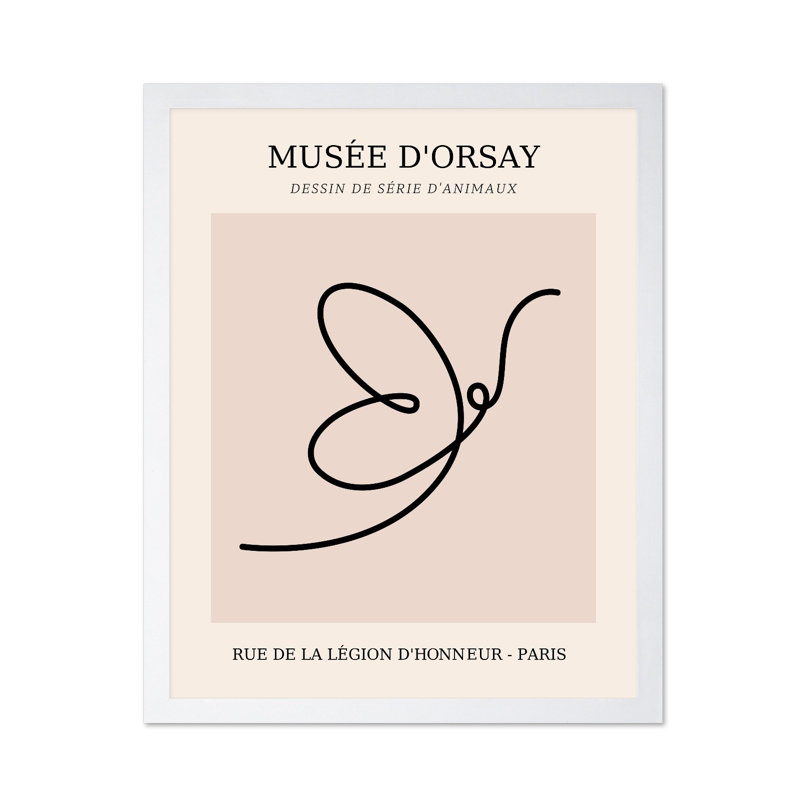 Picasso - Une ligne de papillon, Affiche, Encadrement blanc, H 16 po x l 20 po