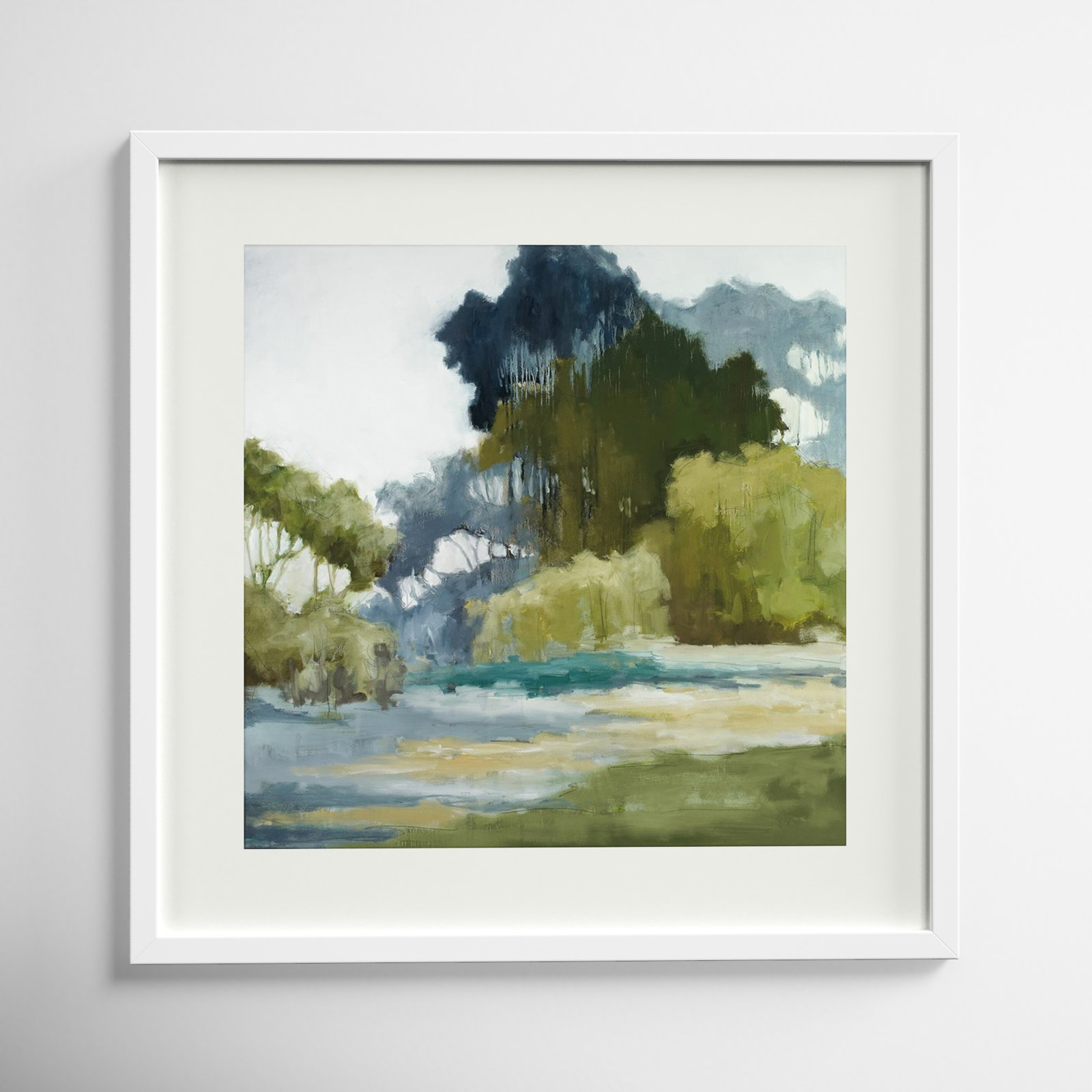 Bean Fileds Tall Trees by Jacqueline Ellens, 41" H x 41" W, White Framed Paper