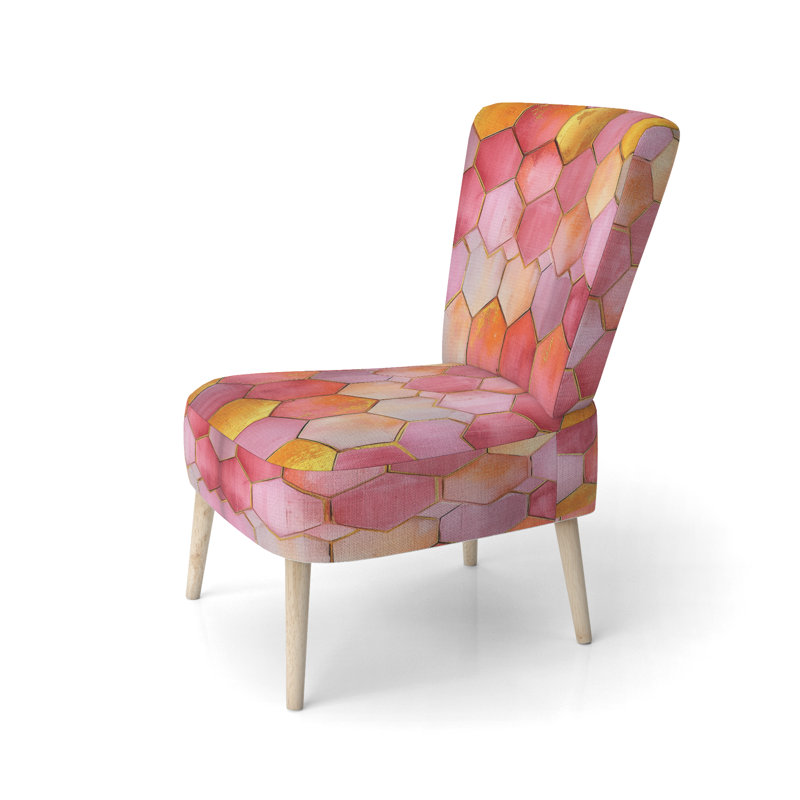 Chaise rembourrée à motif géométrique abstrait, Side Chair Armless