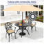 Ensemble de salle à manger bistro 3 pièces en fonte d'aluminium, table ronde de 100 cm avec trou pour parasol et 2 fauteuils avec coussins beiges-399688048