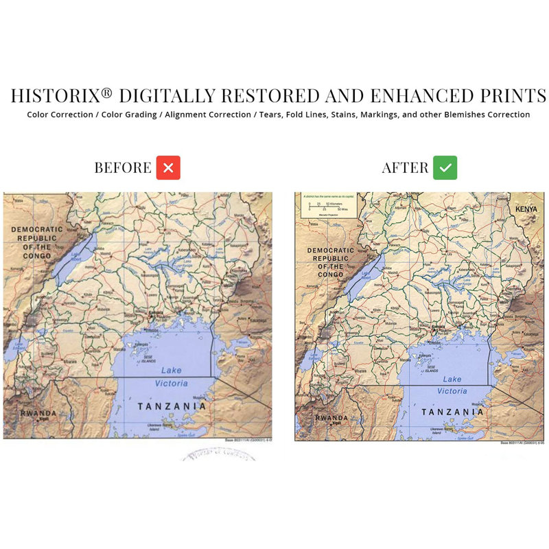 HISTORIX, affiche de la carte de l'Ouganda - 24 x 30 pouces, Ouganda, carte murale, affiche de l'Ouganda