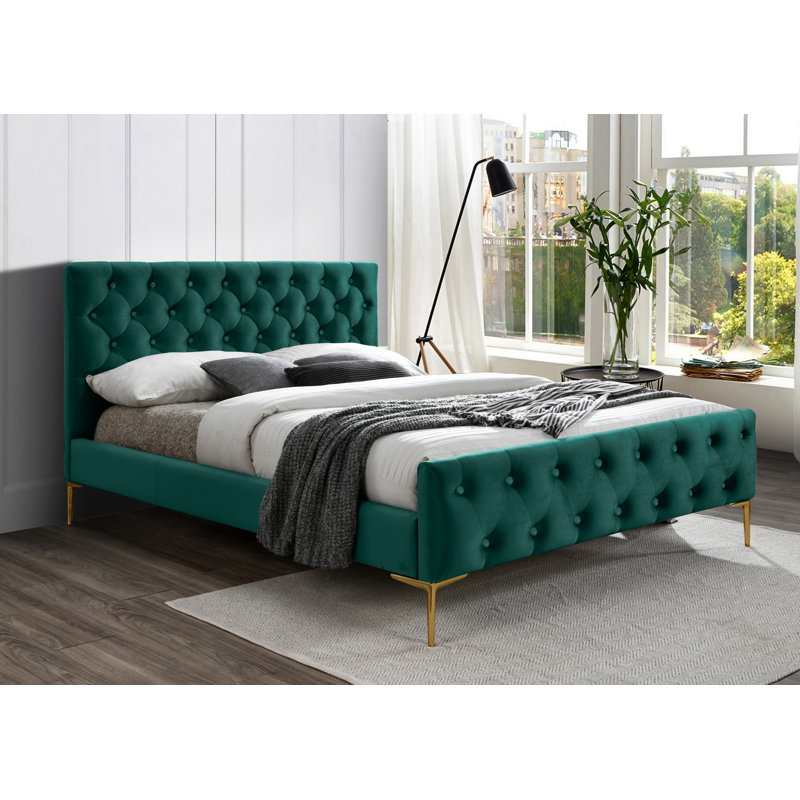 Will Upholstered Platform Bed, Green