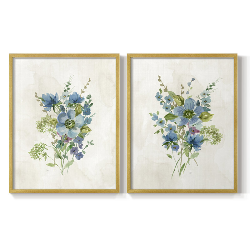 «Bouquet of Blue I», reproduction encadrée de qualité supérieure - prête à être accrochée - aucun clou requis - aucun clou requis