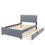 Lit plateforme double en velours avec lit gigogne double, gris