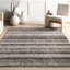 Tapis rayé multicolore gris / brun à poils longs touffeté à la main Panitz-310416831