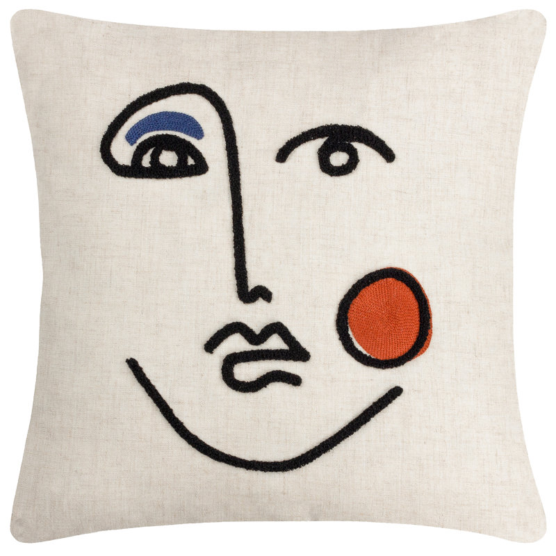 Square Cushion, Ginger/Navy