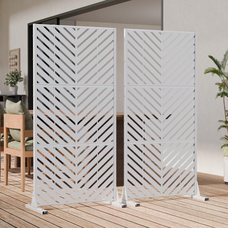Paravents d'extérieur en métal 60 po x 30 po Parallel, Blanc, H 60 po x l 30 po x P 16 po