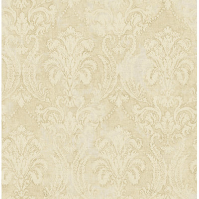 Papier peint damassé non collé parchemin métallique Seabrook Designs