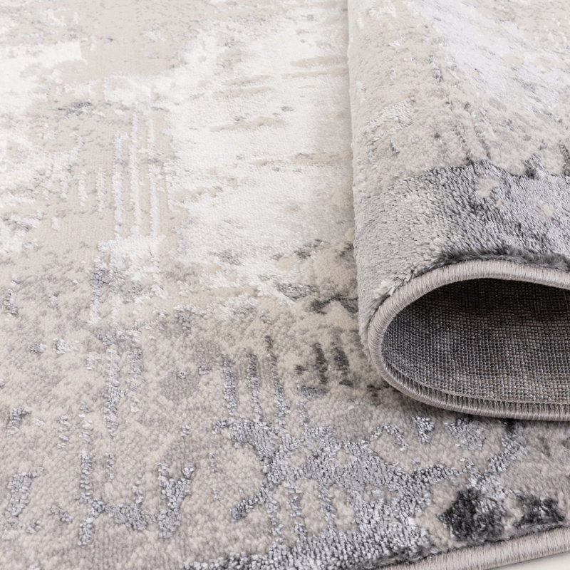 Anandita Abstract Grey/Cream Area Rug, Rectangle 80 x 140 cm