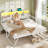 Convertable Daybed with Pop Up Trundle LED Bookcase Storage Bed Twin to King-1598279905