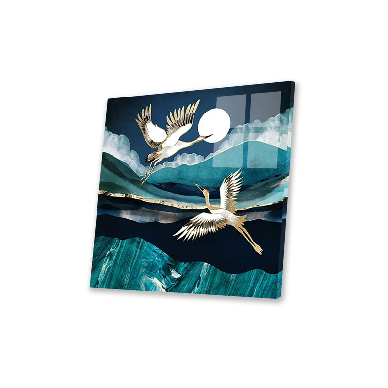Grues de minuit, impression sur verre acrylique, H 24 po x l 24 po x P 0,25 po