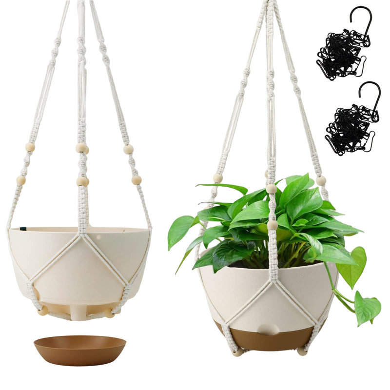 Pot à fleurs suspendu en plastique, Blanc
