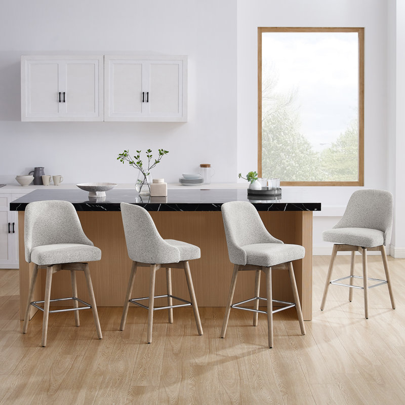 Cronk Swivel Bar Stool, White Gray/Natural