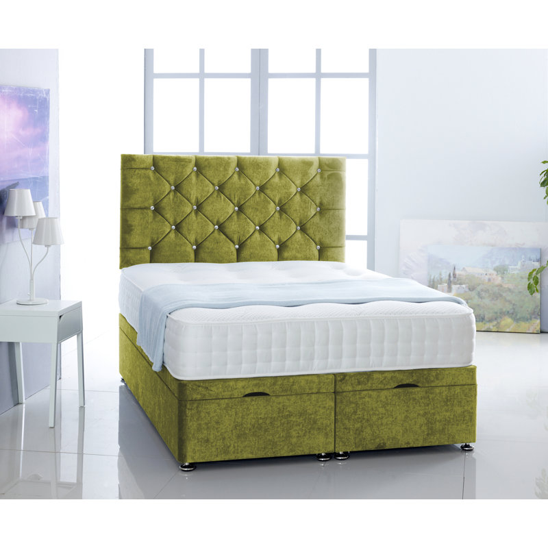 Ted Upholstered Ottoman Storage Bed, Single (3'), Light Green