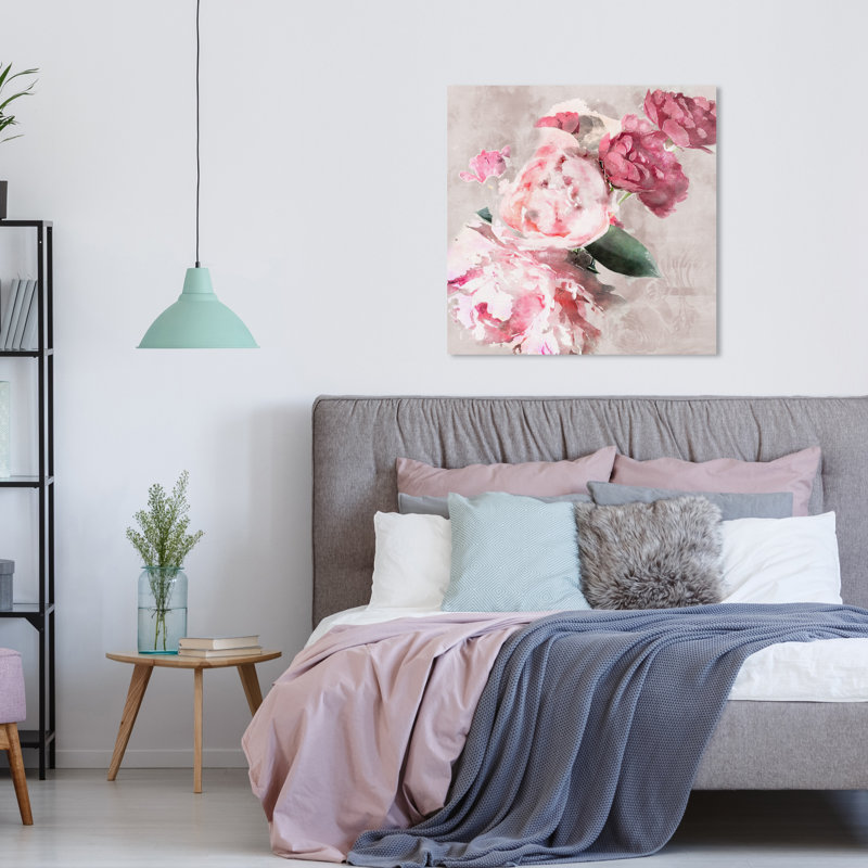 Doux romantique, rose traditionnel - peinture, Toile tendue, H 30 po x l 30 po