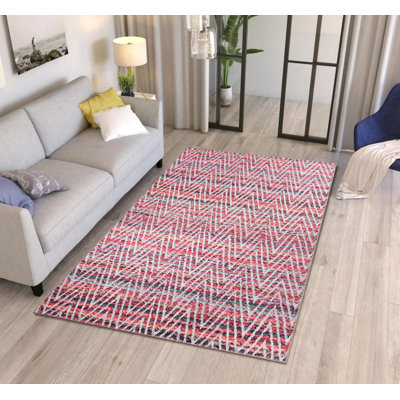 Tapis décoratif à chevrons rouges rétro