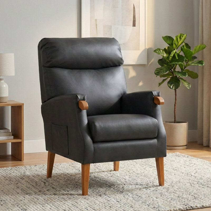 Upholstered Side Chair, Grey Polyurethane