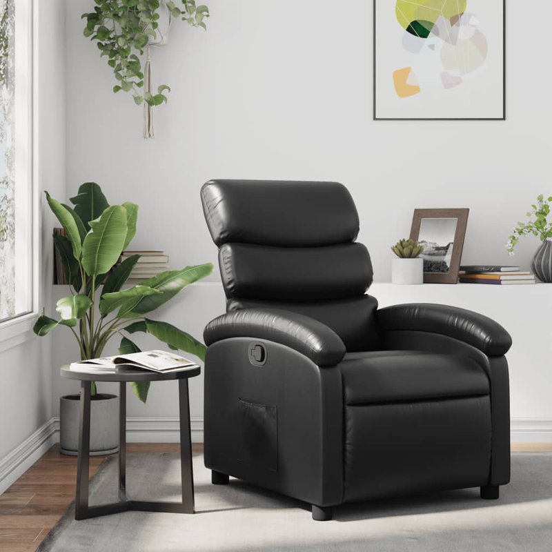 Fauteuil inclinable vidaXL, dossier / repose-pieds réglable, cuir, Similicuir noir