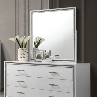 Miroir contemporain l 38,4 po, blanc