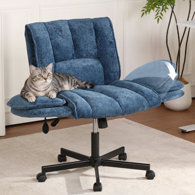 Adjustable Swivel Office Chair With 6-Gear Adjustable Armrests,Modern Fabric Ergonomic Computer Desk Chair For Home Office, Makeup, Bedroom