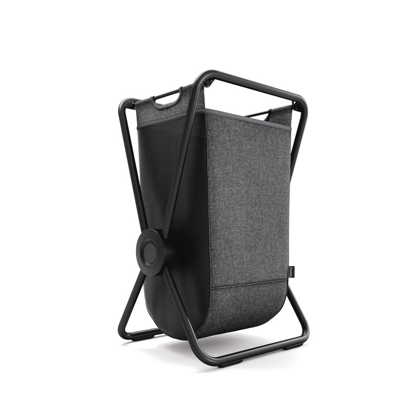 simplehuman single x-frame laundry hamper, chrome, 75.00" H x 49.30" W x 41.80" D, Black