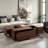 Rectangular Sliding Top Coffee Table With 2 Drawers And 2 Hidden Storage Compartments