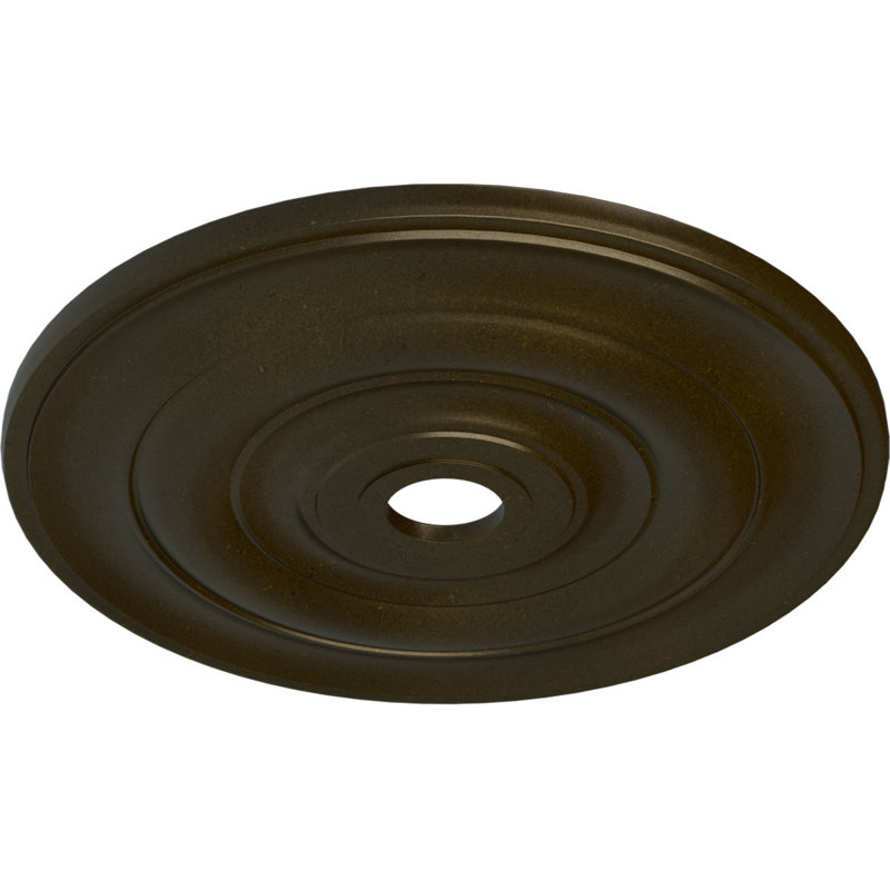 Médaillon de plafond Endurathane Jefferson, DE 26 1/2 po x P 3 5/8 po x P 1 1/2 po (convient aux auvents jusqu'à 5 po), fini or vert peint à la main