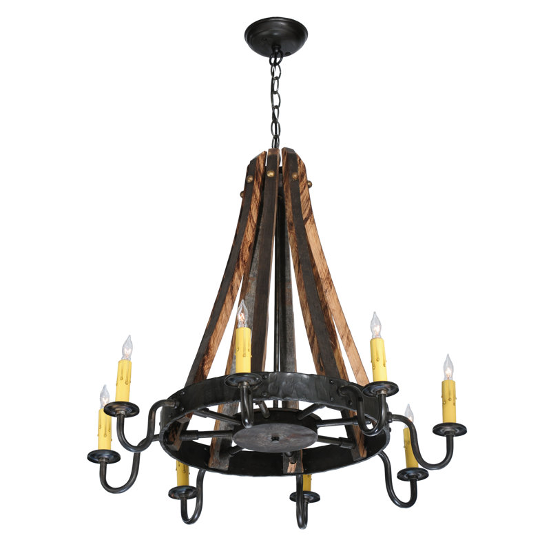 Rustic Elegance 8-Light Bronze Wagon Wheel Chandelier with Ivory Accents