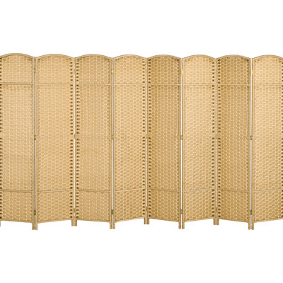 Cloison 8 panneaux en bois naturel, hauteur de 5,6 pi, autoportante pour chambre de bureau à domicile, cloison d'intimité tissée avec écran tissé à la main