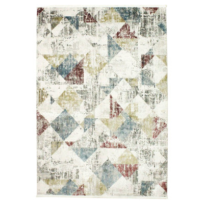 5x8 Ivory and Multicolor Turkish Antep Rug