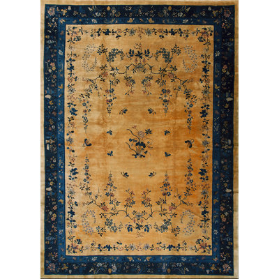 Grand tapis antique chinois noué Art Déco