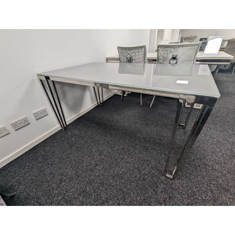 Chanton Metal Base Dining Table, Grey Ceramic, H75 x L120 x W90 cm