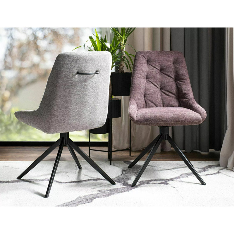 Dharam 48cm H Brego Upholstered Metal Dinning Chair, Lilac