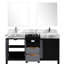 Meuble-lavabo double 60 po En noir et gris, plateau en marbre, robinet, 28 miroirs - teint et aspect gris, marbre gris, à rayures