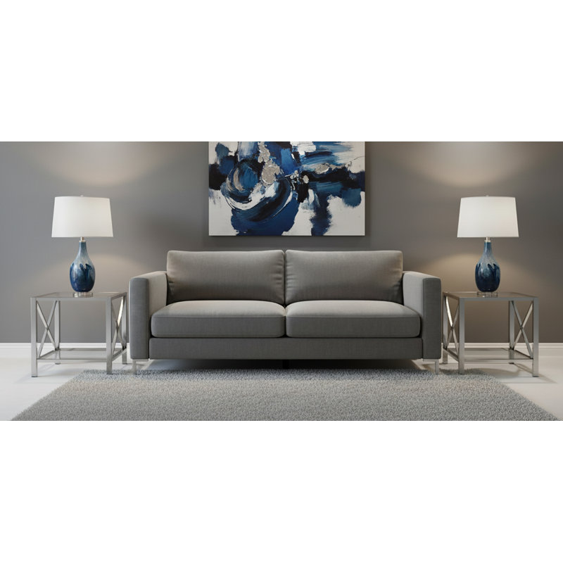 Sesto 29" Dark Blue & White Table Lamp with USB Port