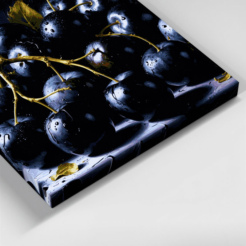 Art mural sur toile Fruit prune noir gris, H 12 po x l 12 po