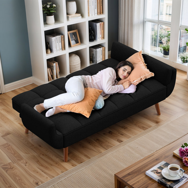 Tarantino Twin 75.3'' Upholstered Convertible Sofa, Black