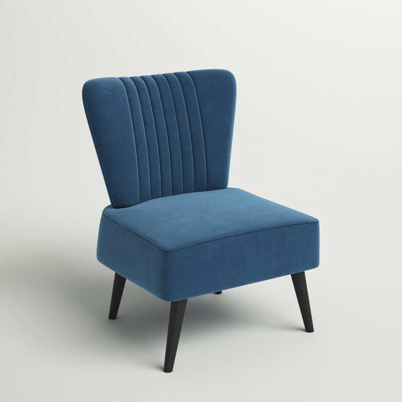 Collin Upholstered Slipper Chair, Royal Blue Velvet