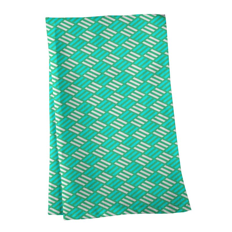 Mcguinness Tea Towel Kitchen Towel, Poly Twill, Teal/Green
