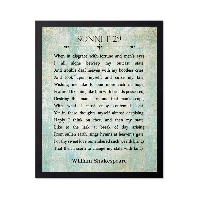 Sonnet 29, H 11 po x l 14 po, Affiche, Sans cadre