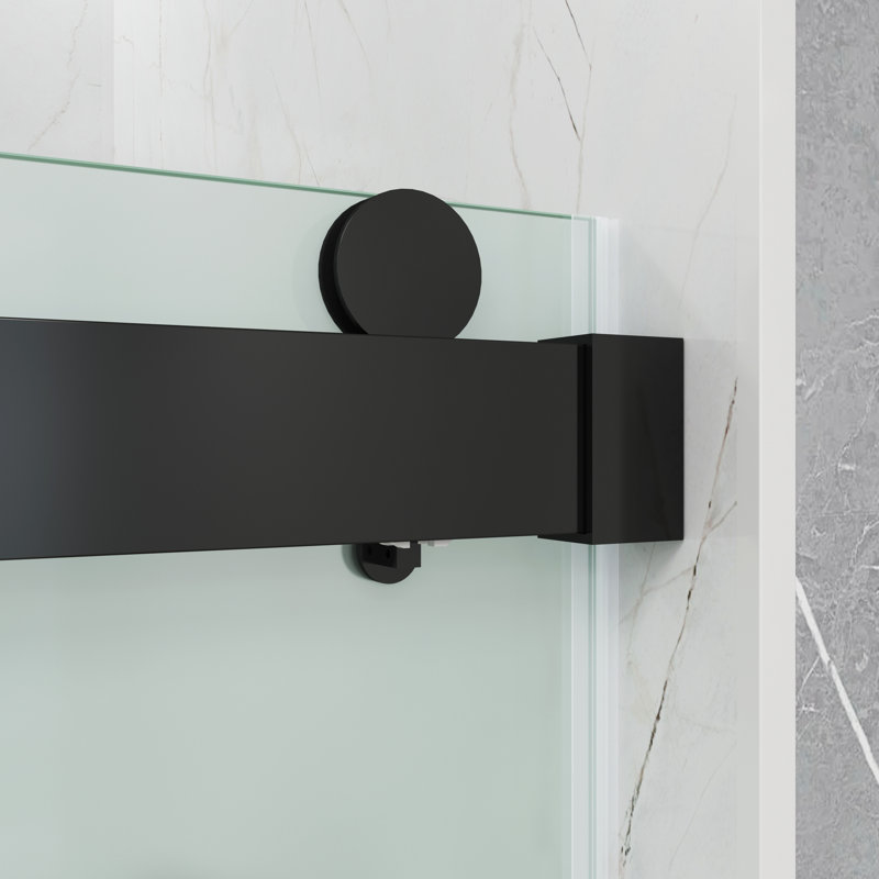 Opal Mirage MCOCOD 56-61"W x 79"H Double Sliding Frameless Soft Close Shower Door with 3/8"(10mm)Frosted Glass, Matte Black